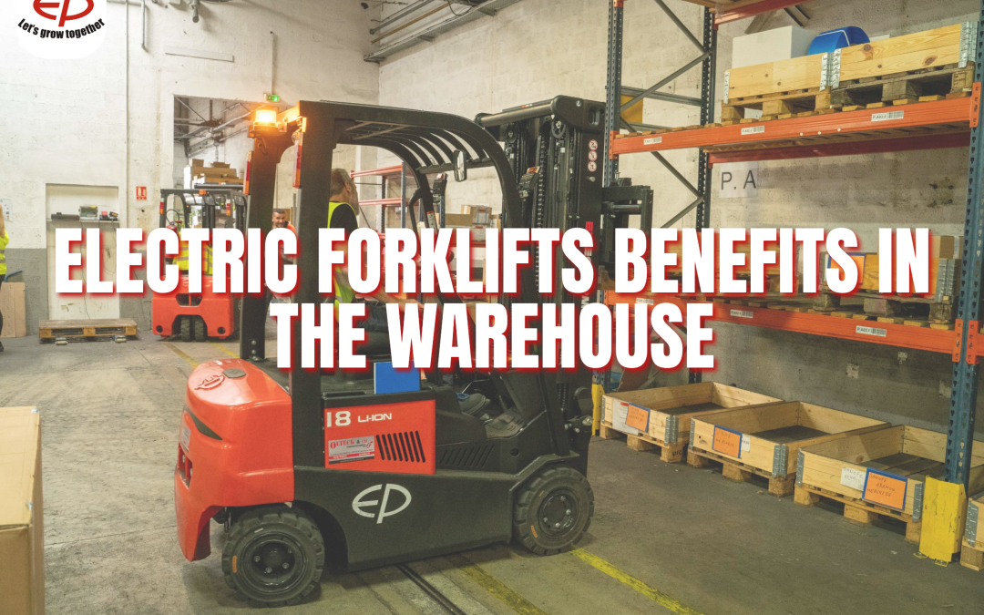 Electric forklifts in a warehouse