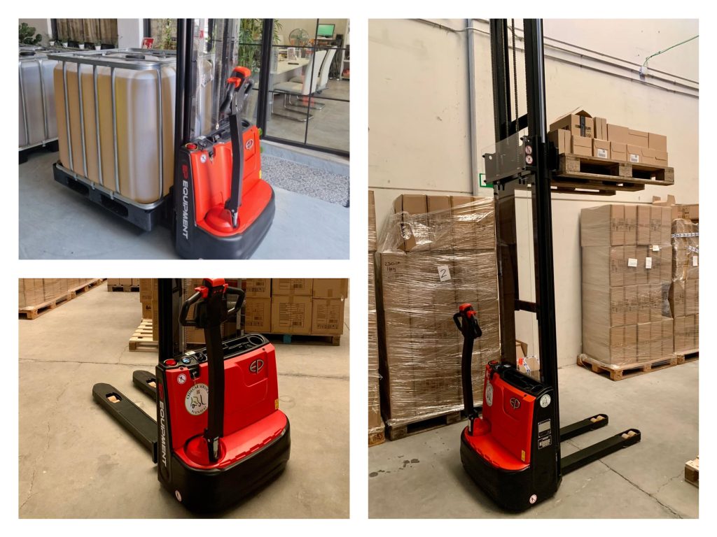 ESA121 Electric Stacker being used in a gaming & ecommerce factory.