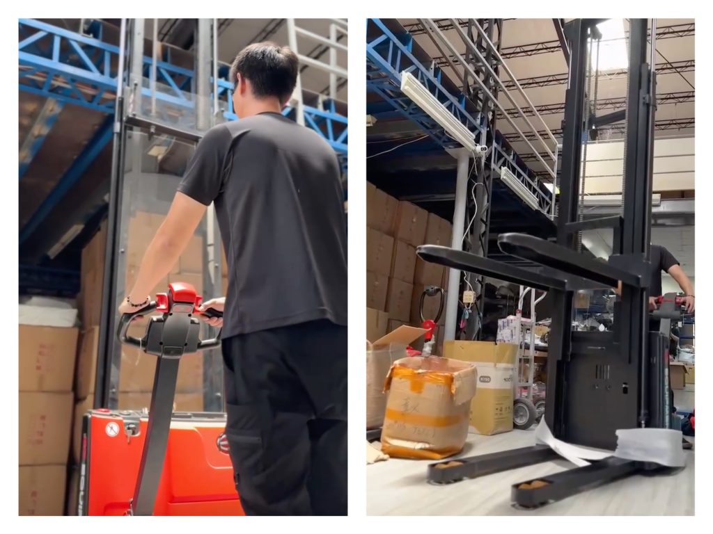 ESA121 Electric Stacker being used in a rubber factory in Taiwan.